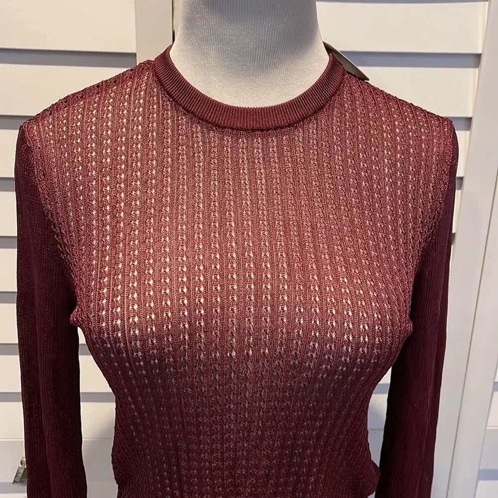 Free People NWT H20 Crew Pull Over Raw Garnet Knit Top
